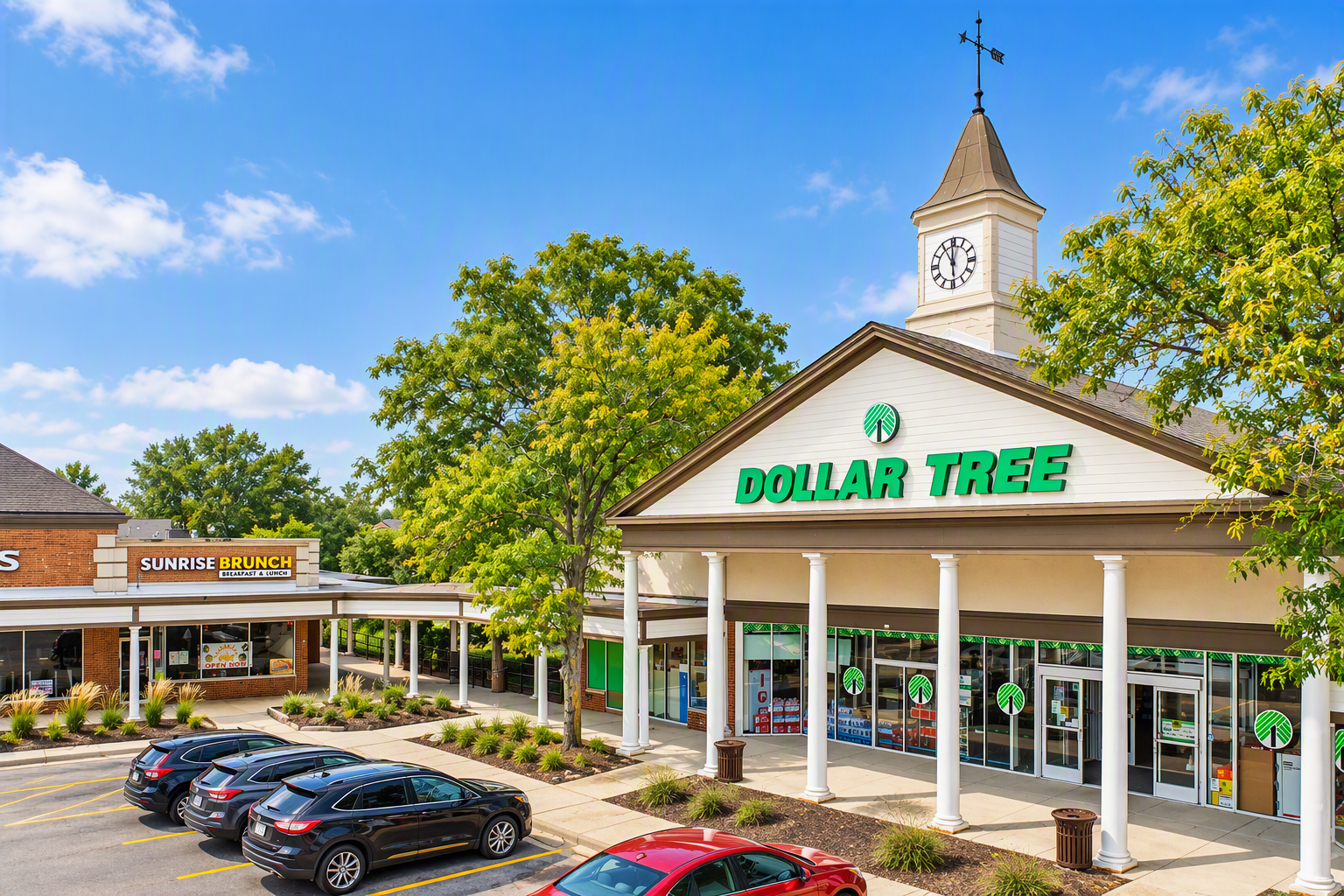 Shoppers browsing a brightly lit value retail storefront inside a neighborhood shopping center