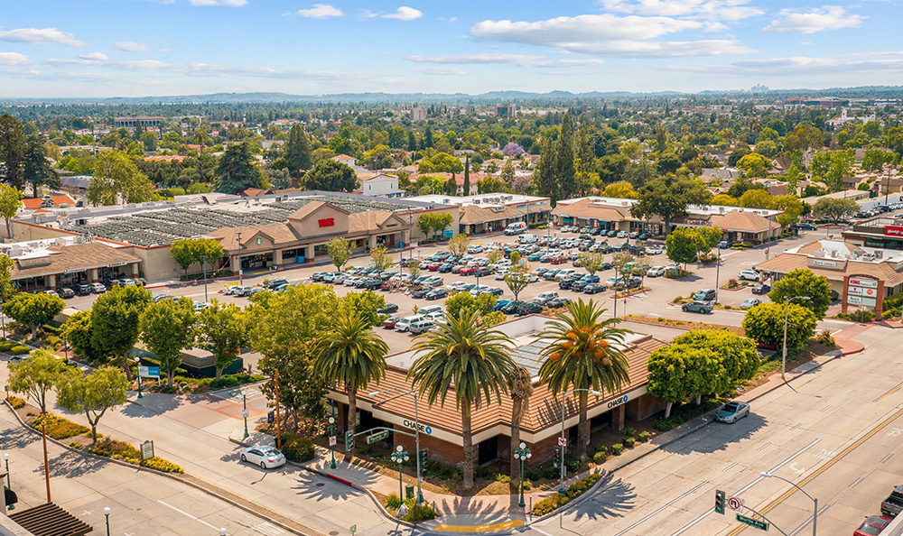 Aerial view of PECO shopping center